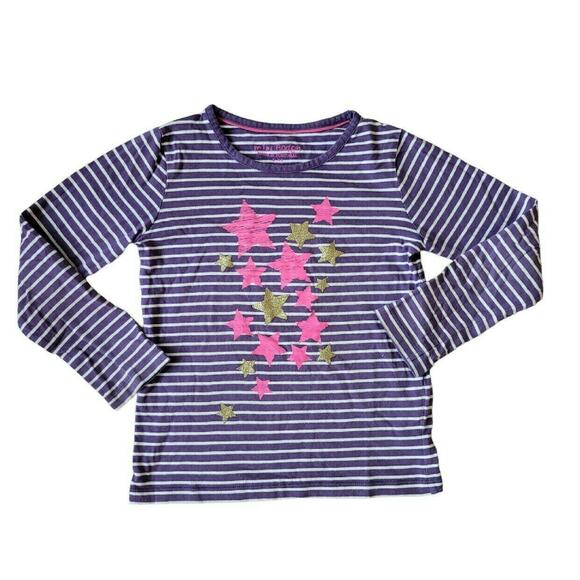 Mini Boden Purple Striped Start Print Tee - Picture 1 of 7